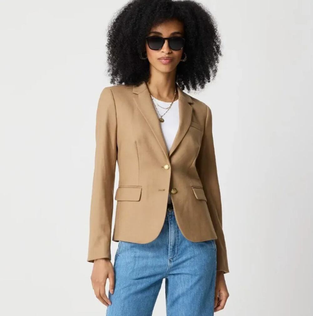 J. CREW Original Schoolboy Blazer Camel Tan Sz 8 $238 {3Z23}
